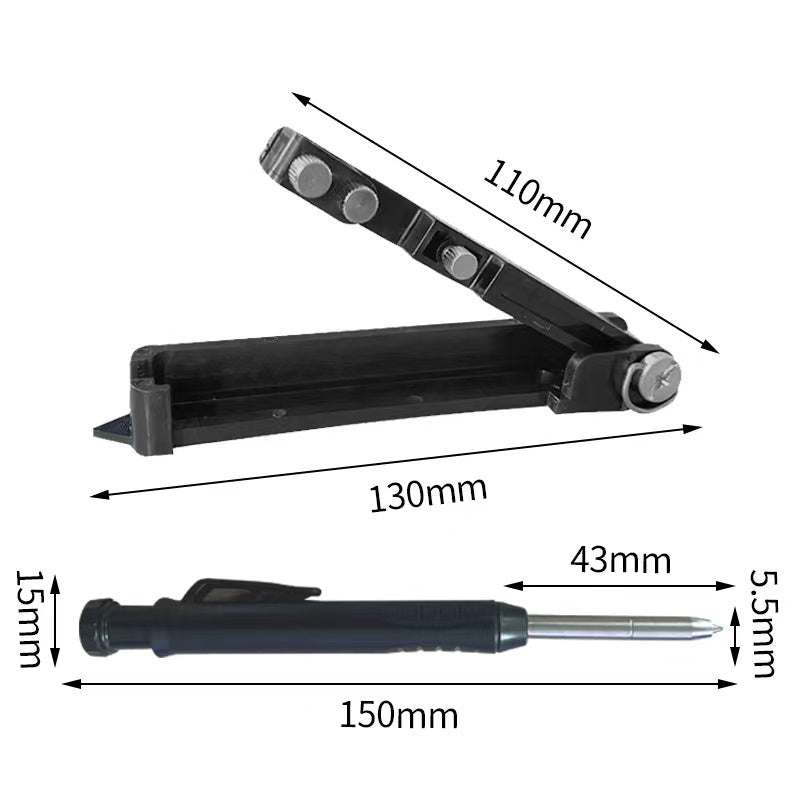 Aluminum Woodworking Measuring Tools Adjustable Profile Scribing Ruler with Deep Hole Pen