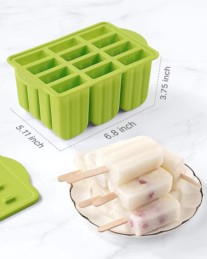 Silicone Ice Cream Mould Block 12 Frozen Molds Icy Pole Jelly Popsicle Maker