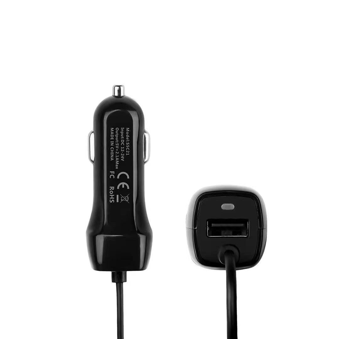 USB Car Charger Dual USB Adapter with Cable For Type C