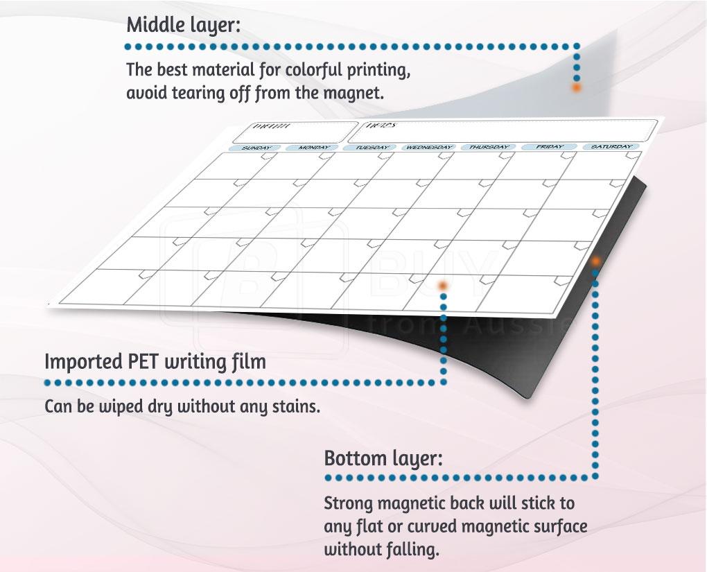 A3 Magnetic Monthly Planner Fridge Magnets Calendar