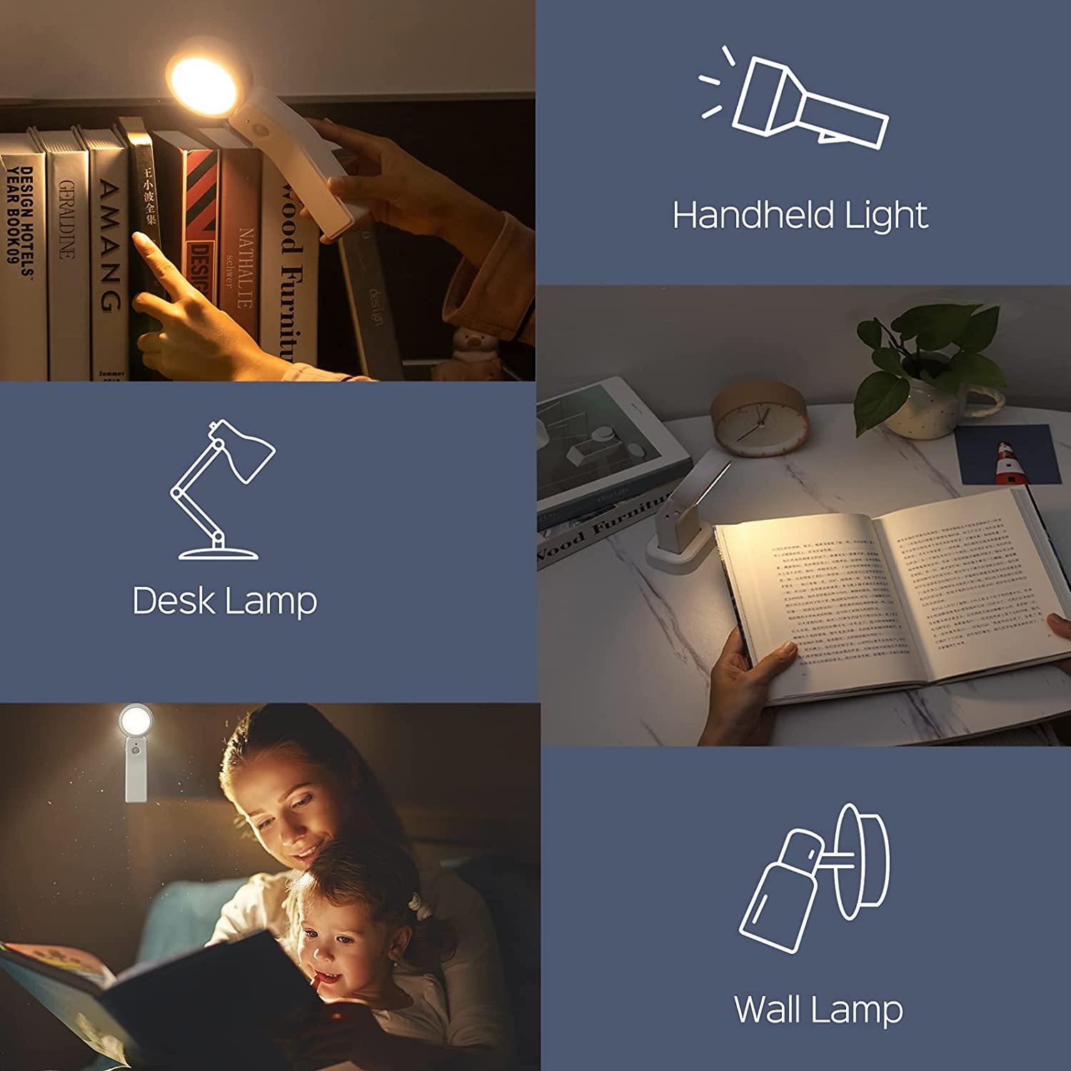 LED Night Light Function 3 in 1-Wall Lamp/Desk Lamp/Flashlight