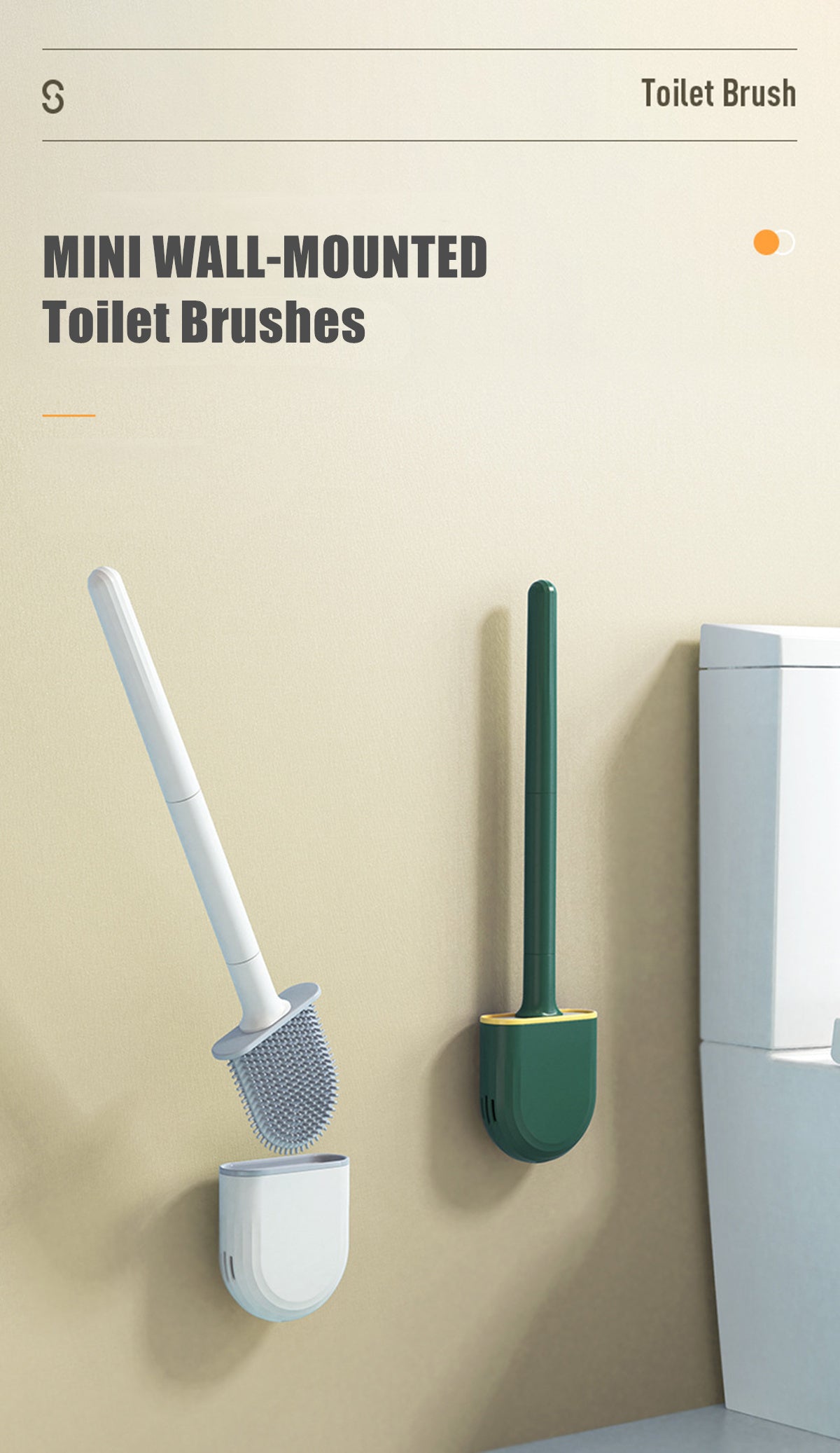 Bathroom Silicone Bristles Toilet Brush Cleaning Brush Set Creative with Holder