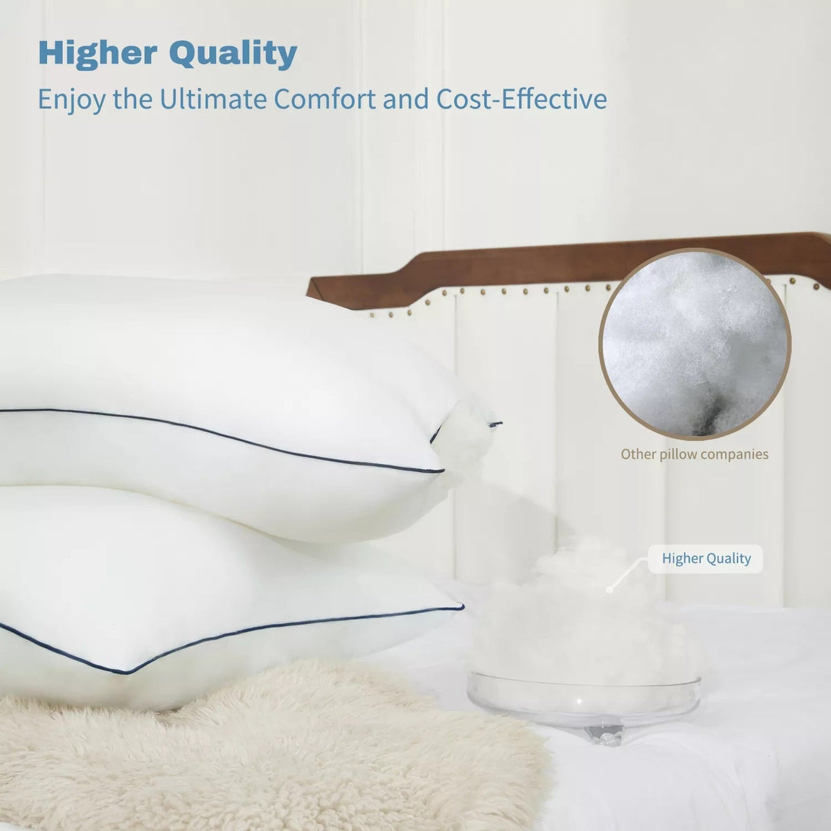 HILTON High Quality Cotton Pillow 800G with bag 48cm x 74cm