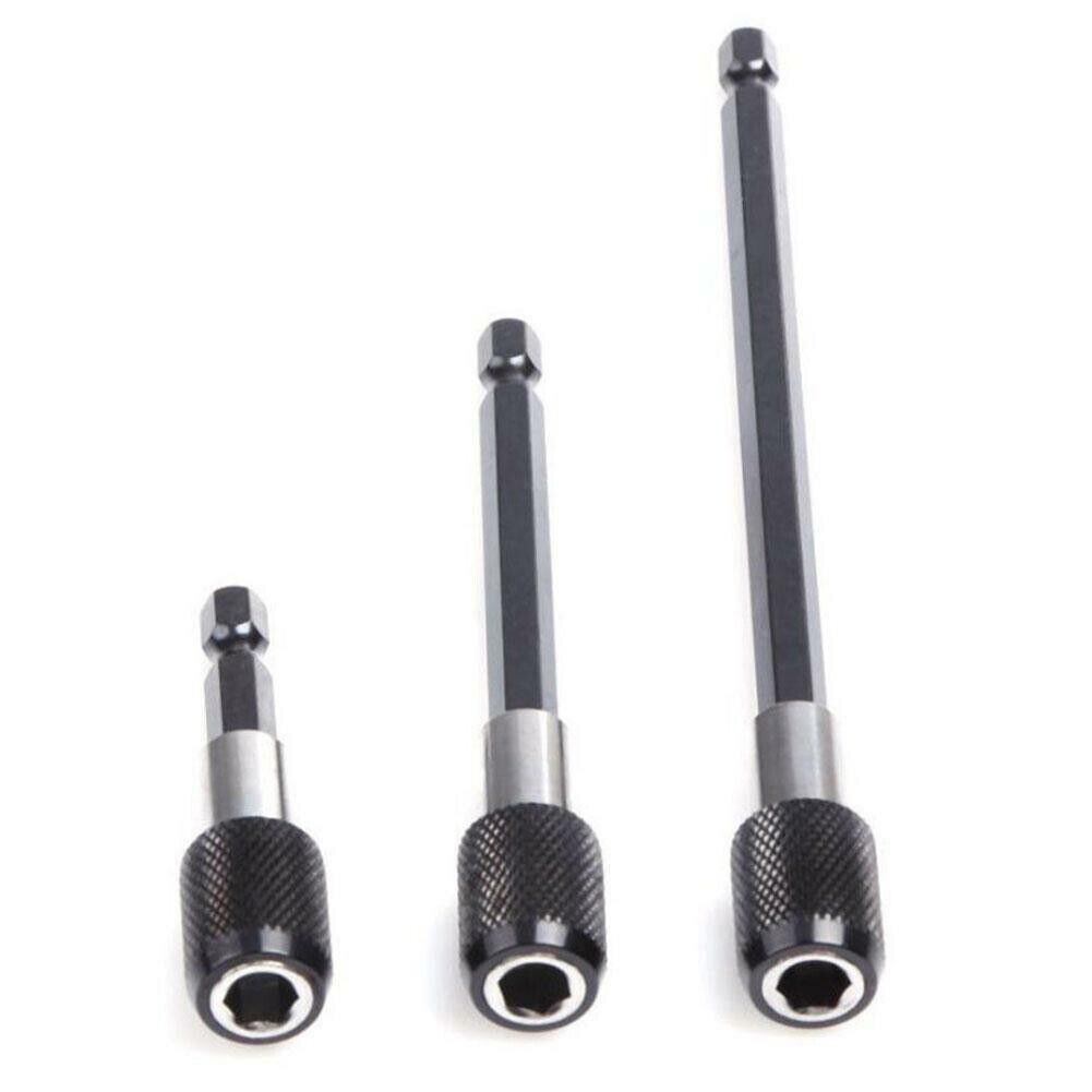 3pcs Hex Self Locking Extension Extender 60 100 & 150mm Magnetic Shaft Drill Bit