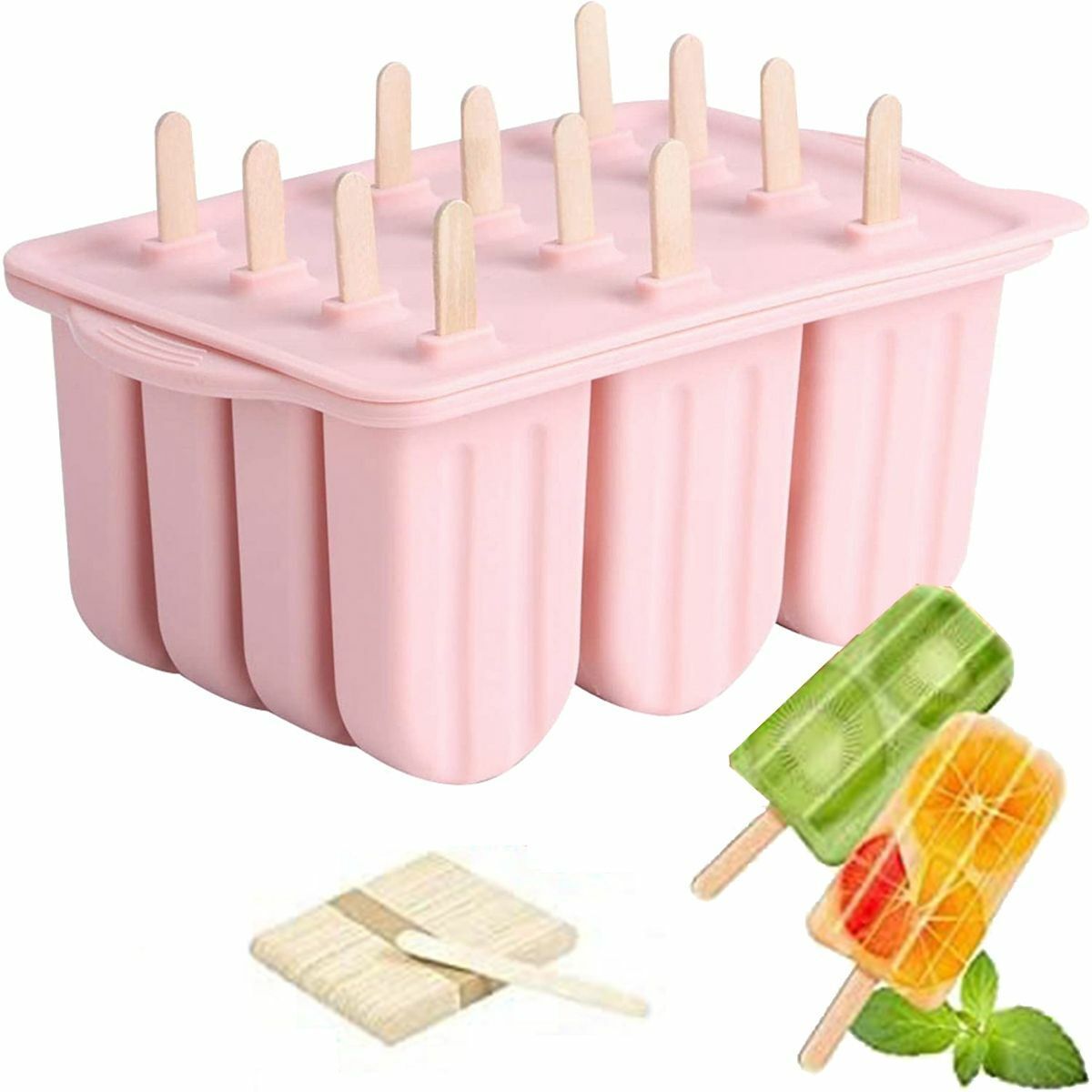 Silicone Ice Cream Mould Block 12 Frozen Molds Icy Pole Jelly Popsicle Maker