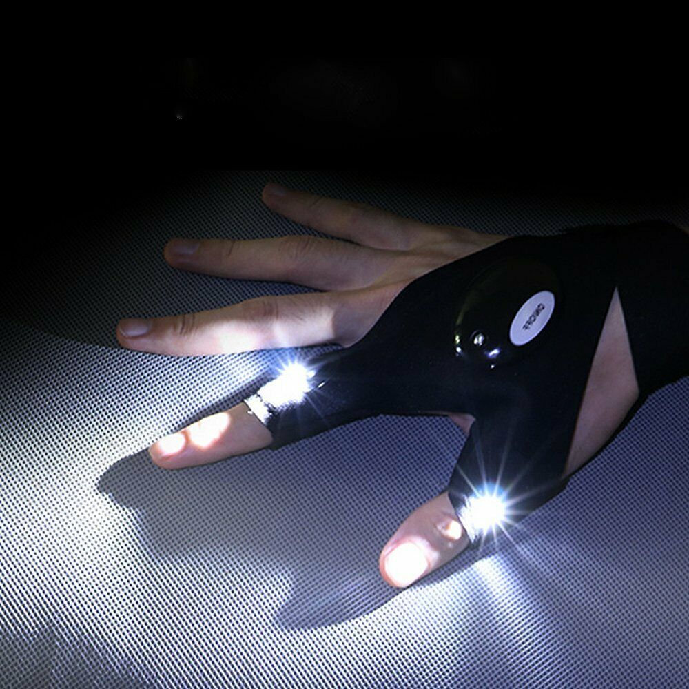 2pcs Finger Glove with LED Light Flashlight Gloves Outdoor Gear Rescue Night Fishing