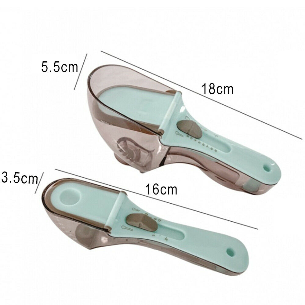 2pcs Baking Plastic Kitchen Scale Gauge Scoop Adjustable Measuring Spoons