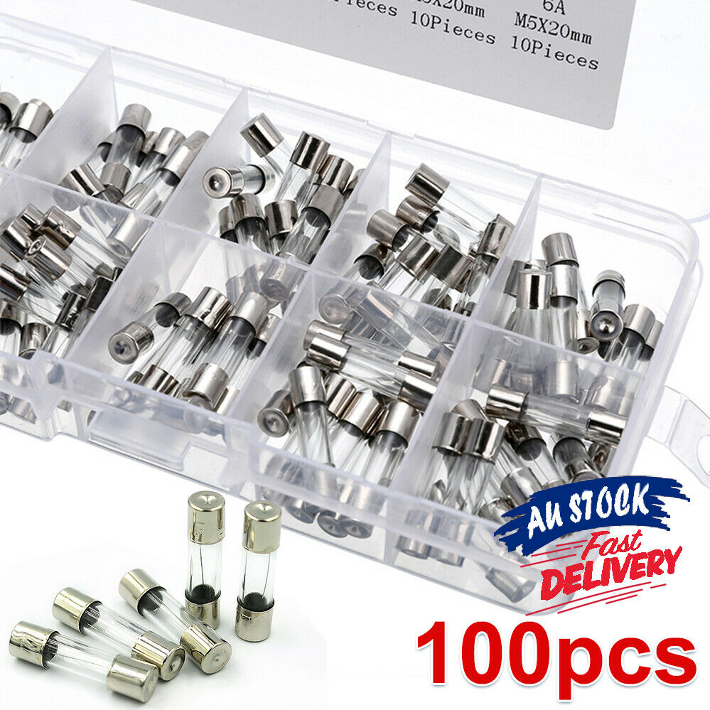 100Pcs Set 5x20mm Quick Blow Glass Tube Fuse Assorted Kits Fast-blow Glass