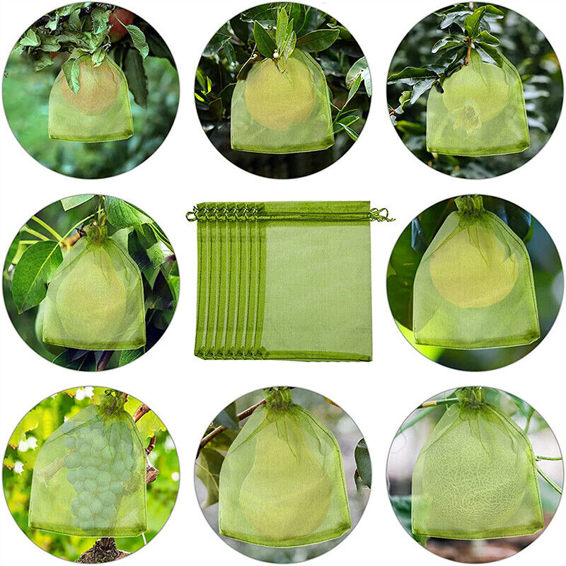 100x Fruit Net Bags Agriculture Garden Vegetable Protection Mesh Insect Proof