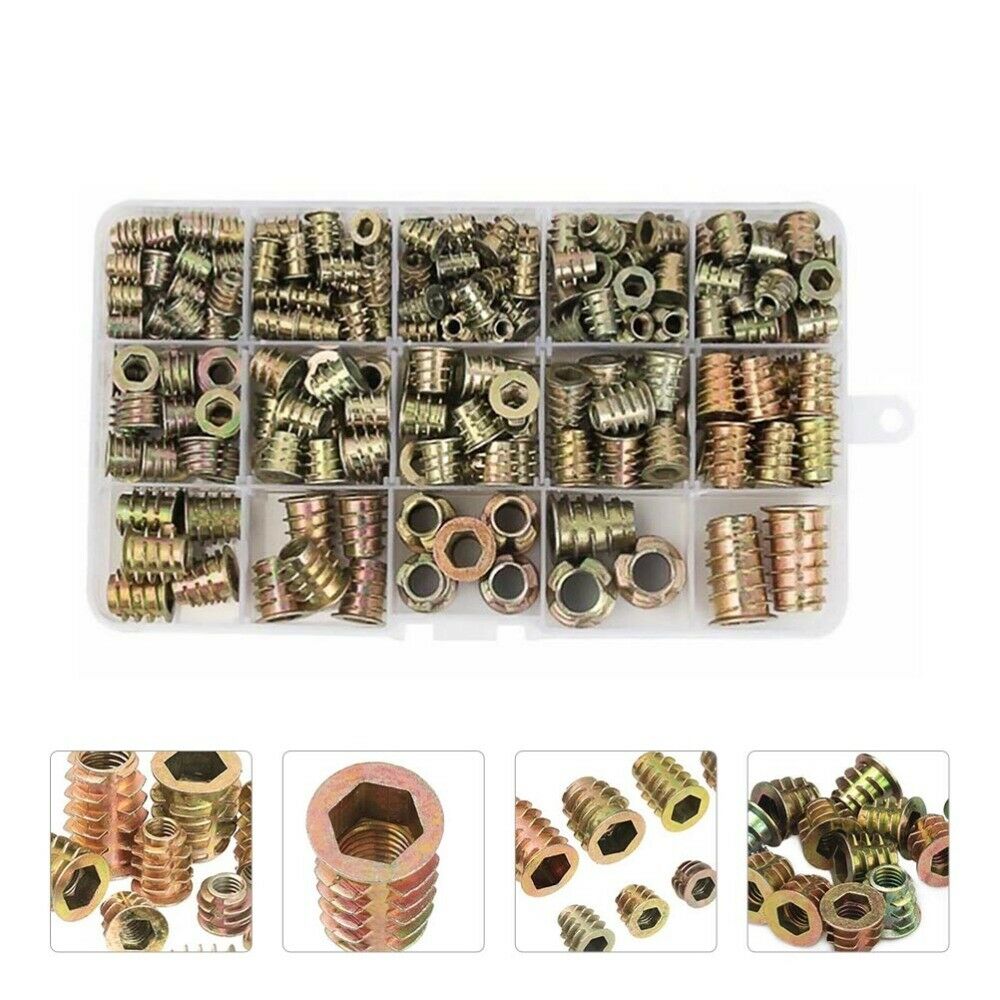 230pcs Threaded Inserts Nuts Wood Insert Assortment Tool Kit M4-M10 Furniture