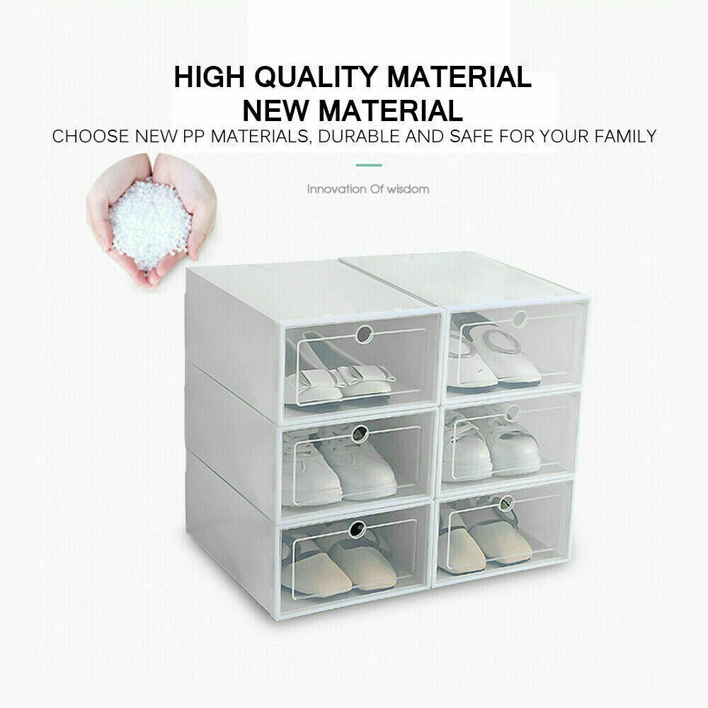 6x Stackable Transparent Shoe Drawer