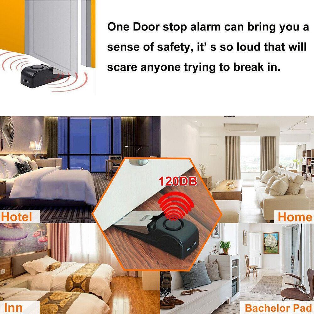 Home Security Wedge Door Stop Alarm System Device Intruder Alert Detection