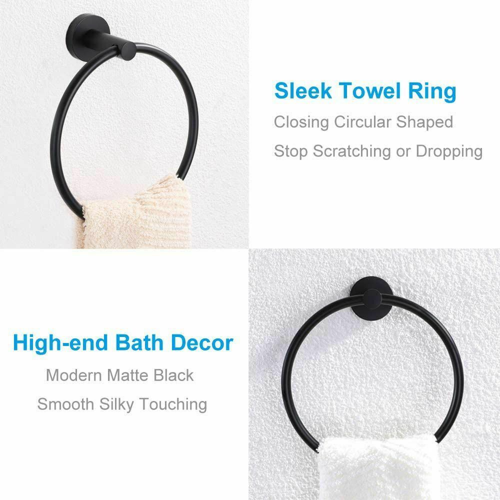 Free shipping- Round Hand Towel Ring Single Rack Rail Holder Hanger Wall Mount Bathroom