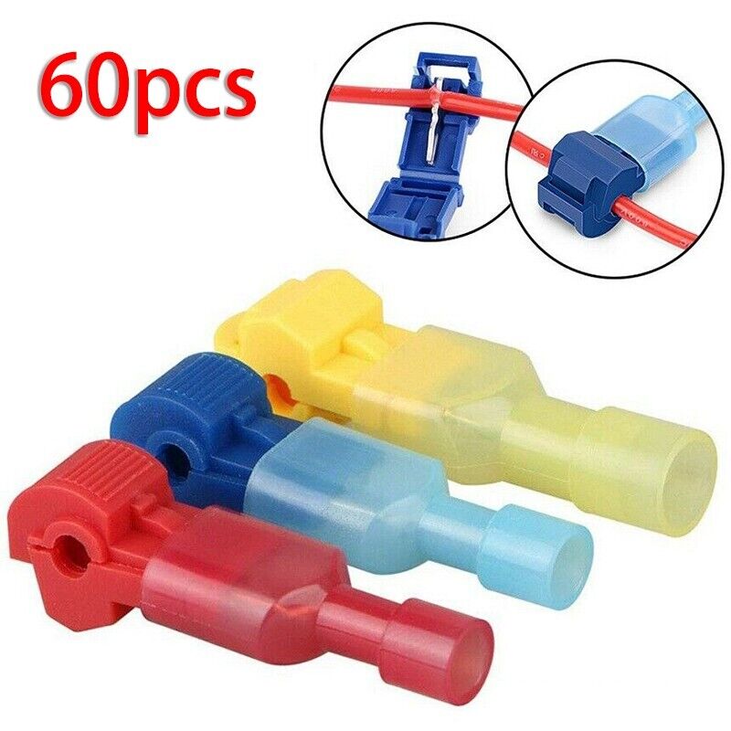 60PC Quick Splice Scotch Lock T Tap Wire Crimp Cable Terminals Connectors Kit