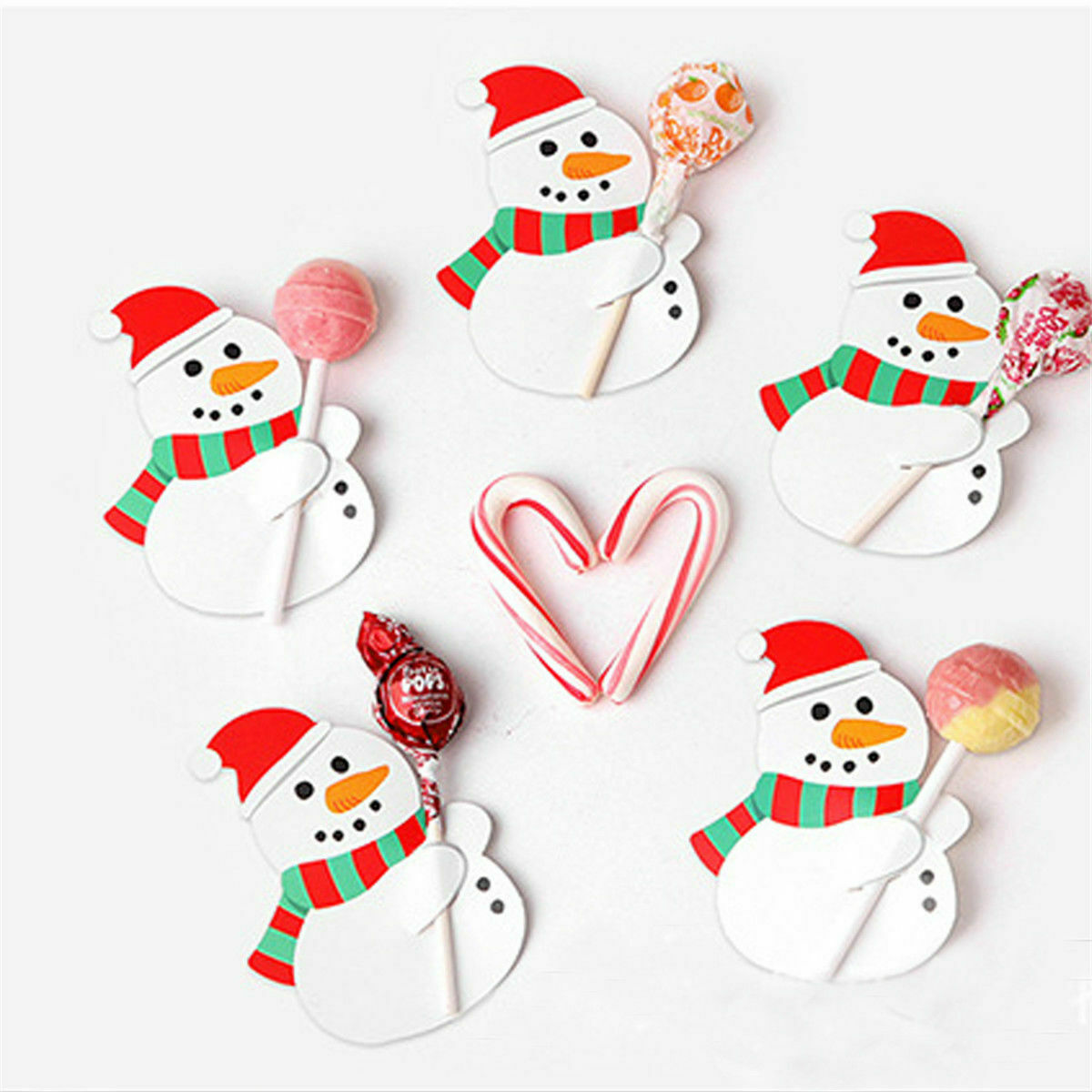 Christmas Party Lollipop 50Pcs Lolly Sugar-loaf Paper Card Penguin Holder Santa