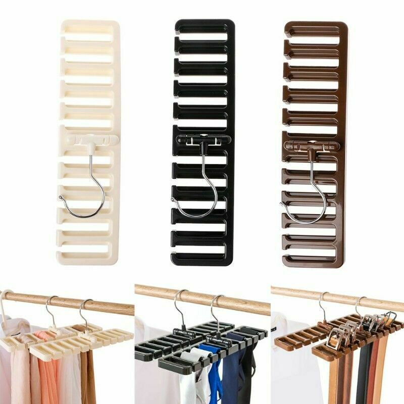 10 Holes Men Rack Organizer Belt Scarf Tie Holder Plastic Necktie Hanger