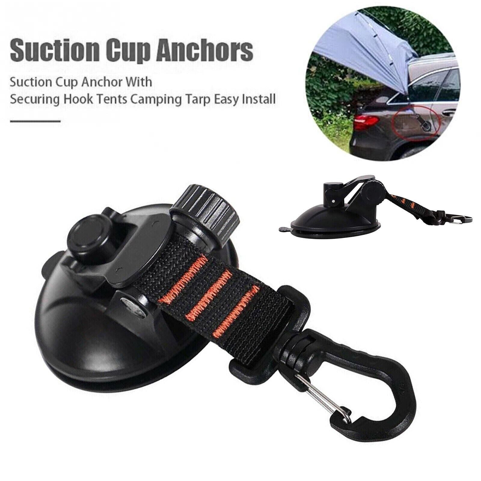 2pcs Heavy Duty Suction Cup Anchor with Securing Hook Tie Down for Car Camping Tarp