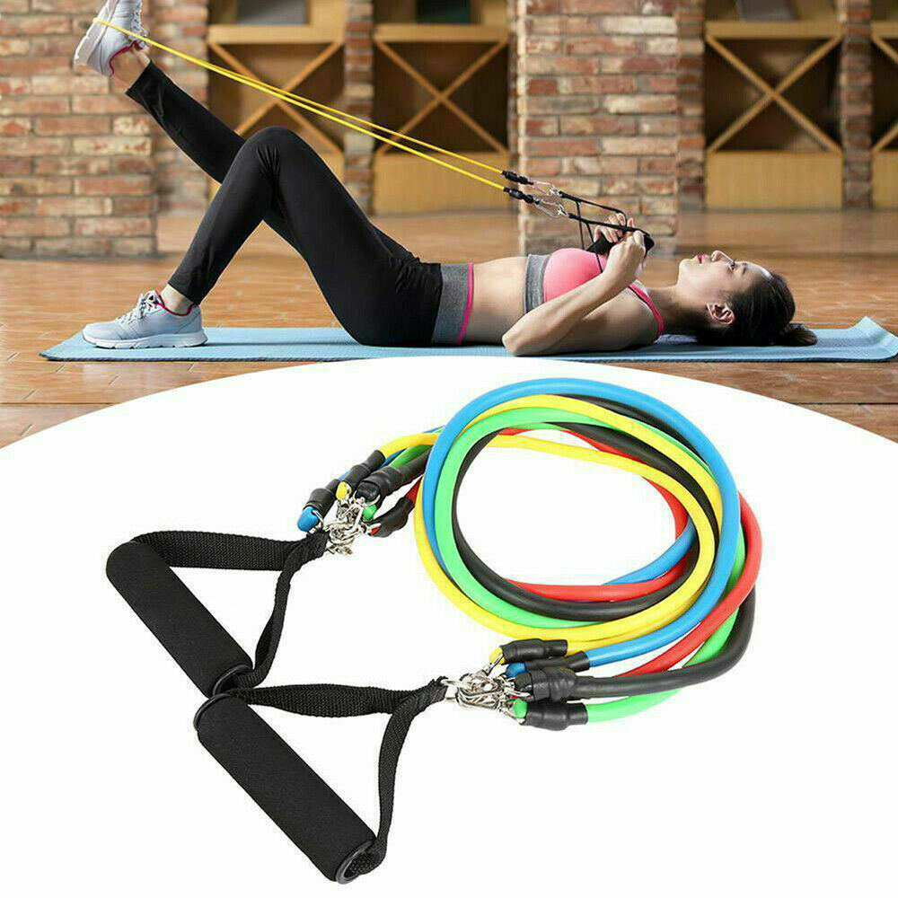 11PCS Latex Elastic Yoga Strap Resistance Bands