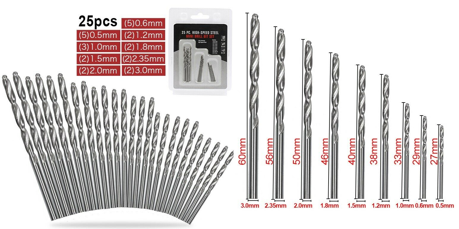 25PC HSS High Speed Steel Twist Drill Bit Set