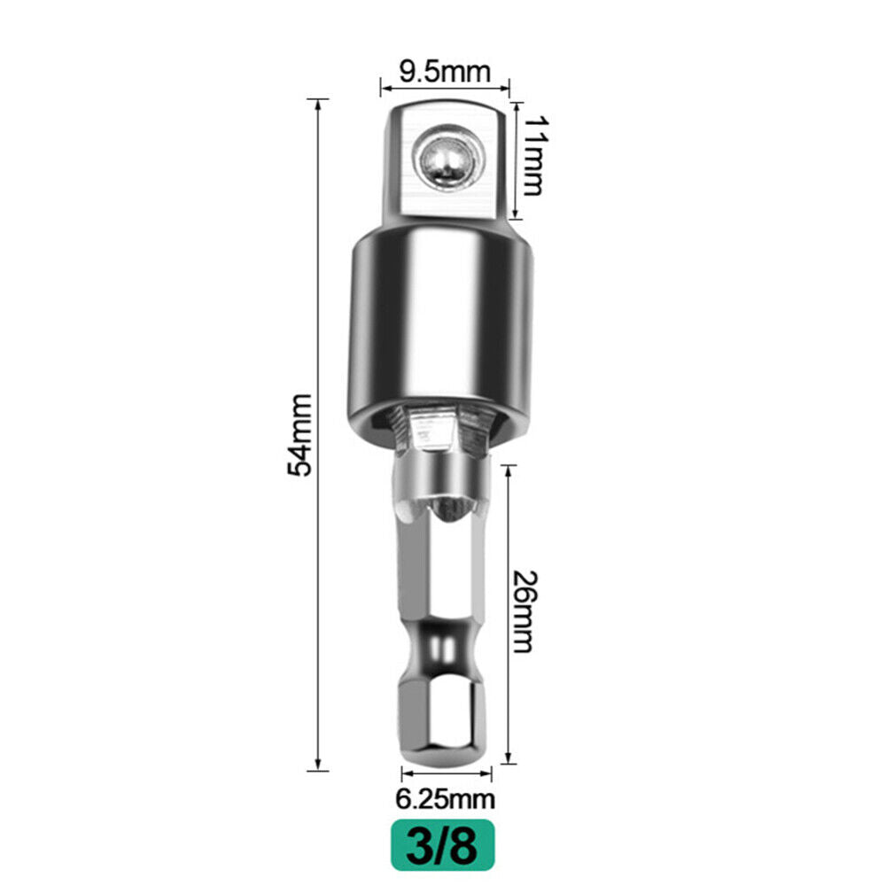 1/2" 1/4" 3/8" Socket Adaptor Set Driver Hex Shank Drill Bits Impact Driver 360°