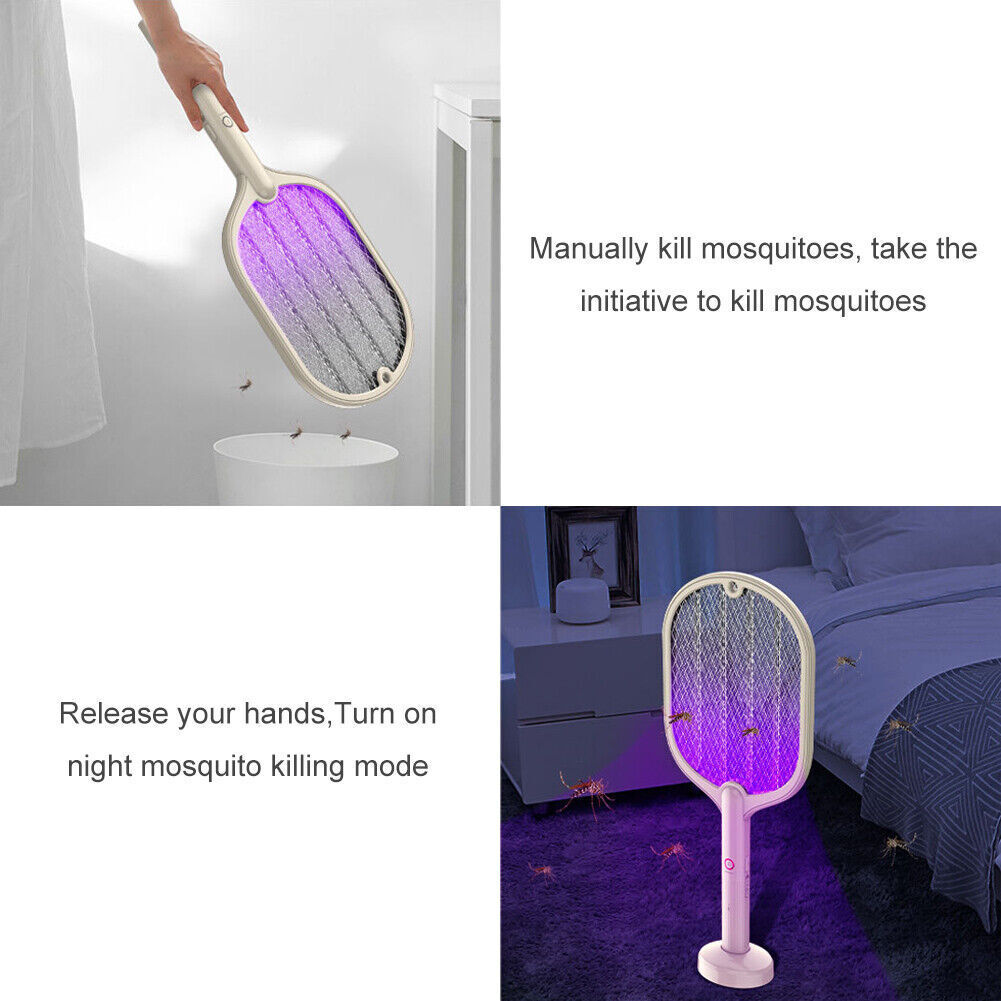 Rechargeable Bug Zapper Mosquito Swatter Racket Electric Fly Insect Killer USB