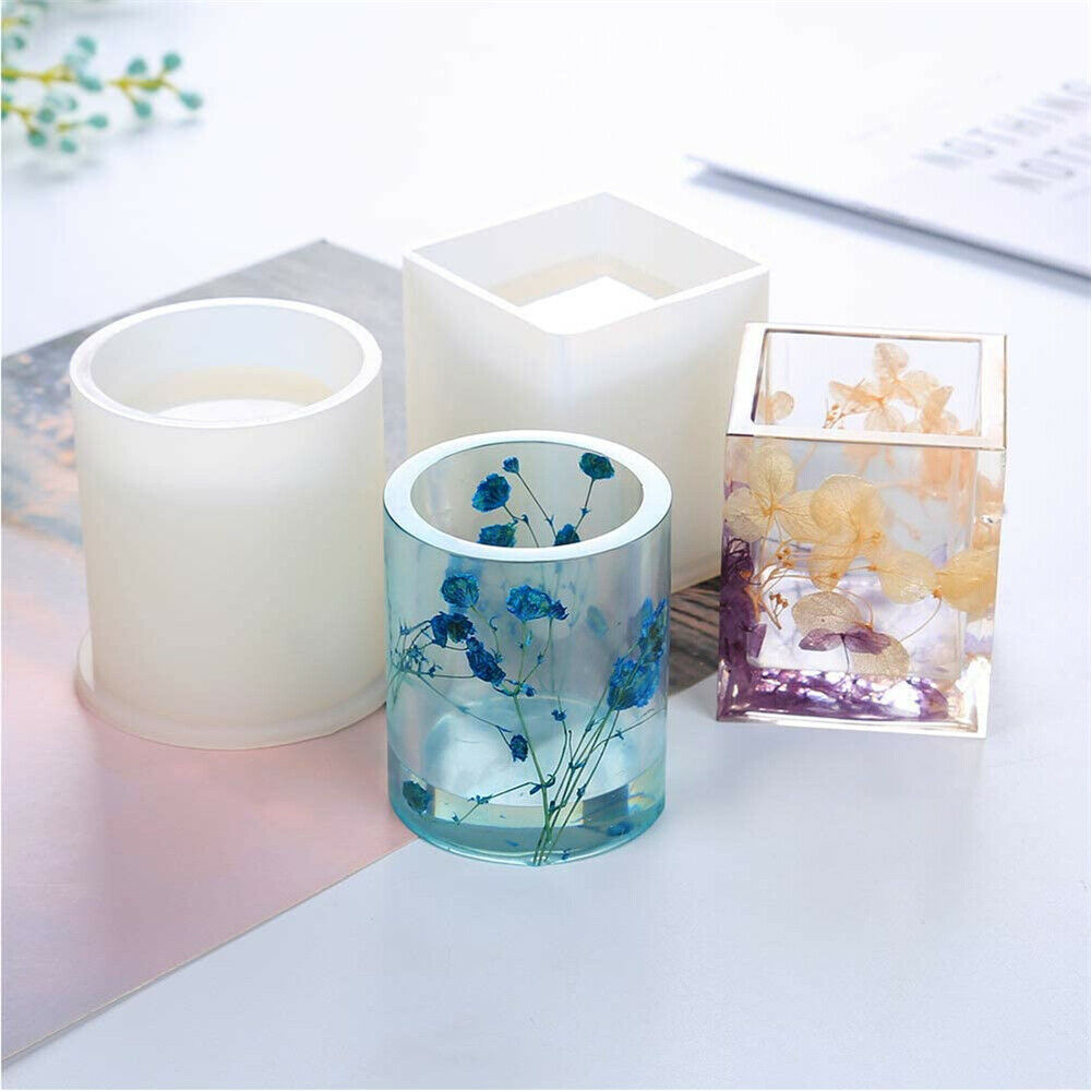 Silicone Mould Resin Epoxy Crystal Crafts Making Brush Pot Pen Holder