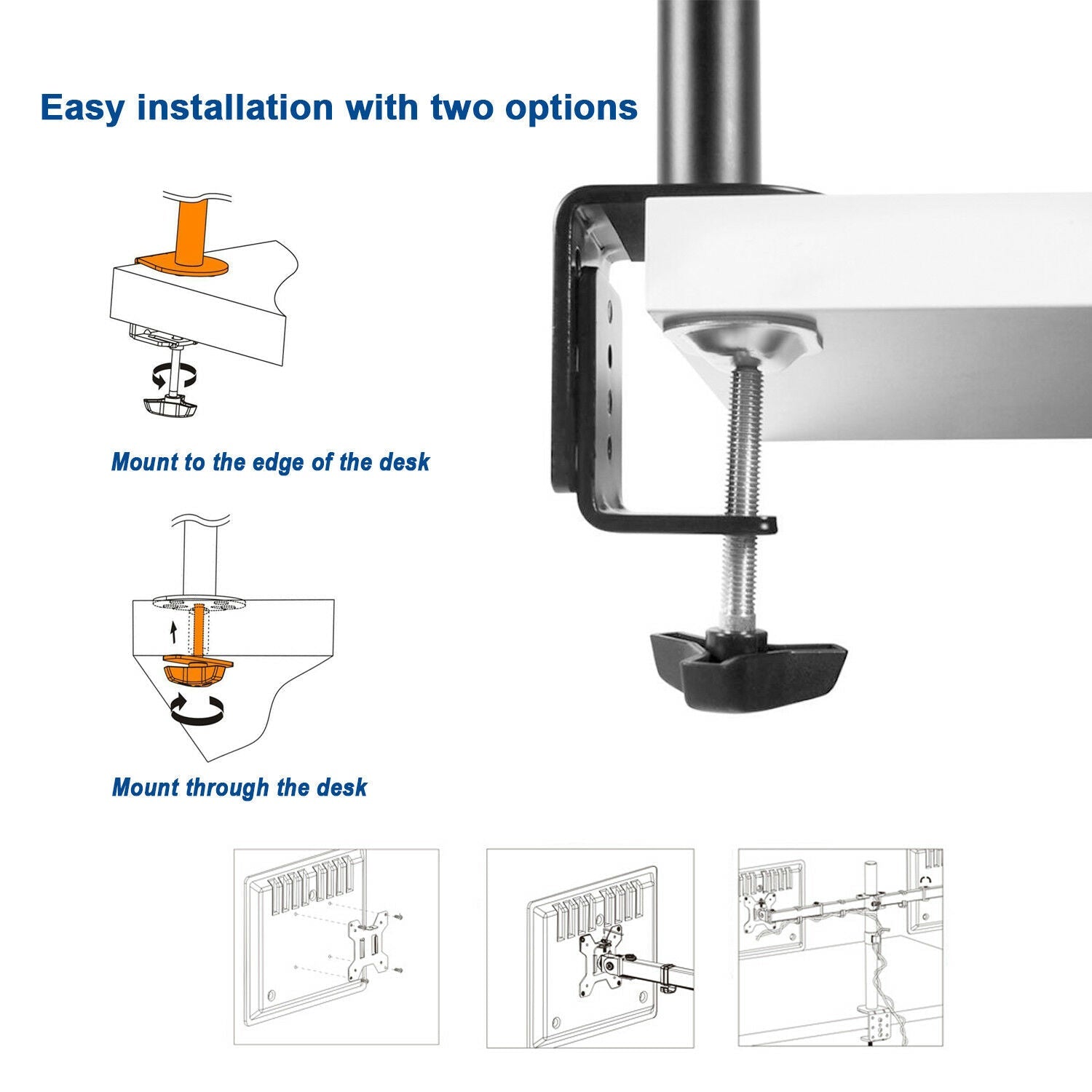 Adjustable 2 Arm Desk Monitor Stand