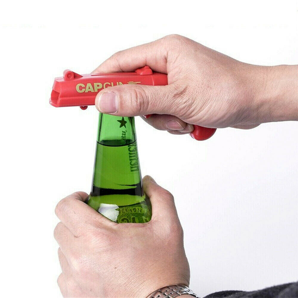 Gun Beer Bottle Opener Launcher Drinking Game Cap Plastic Shooter for Party