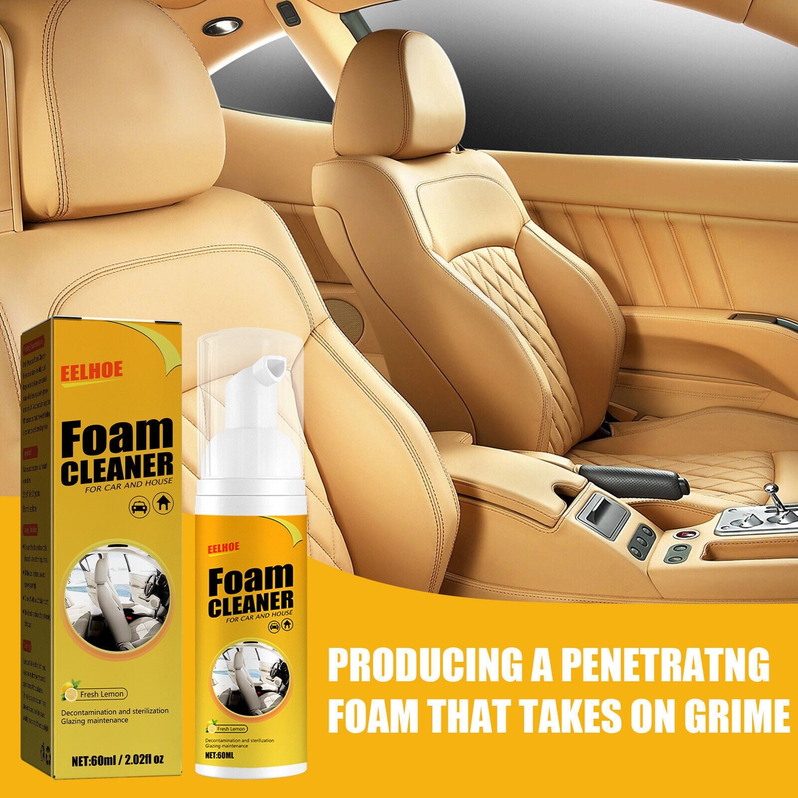 Home House Multi Purpose Foam Cleaner for Car Interior Deep Cleaning 60ML