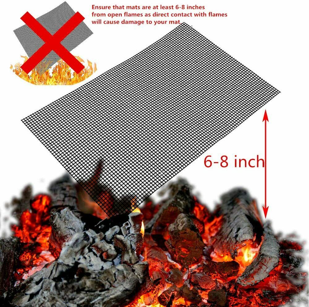 5x BBQ Grill Mesh Mat Non Stick Grilling Mesh Reusable Baking Net Pad Liner Set