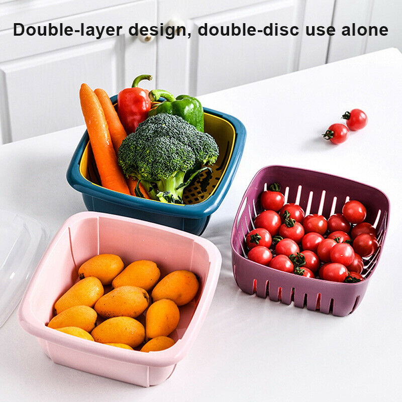 Multifunction Double-layer Drain Basket With Lid Container