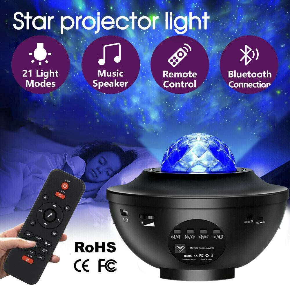 LED Galaxy Starry Night Light Projector Ocean Star Sky Party Baby Kids Room Lamp