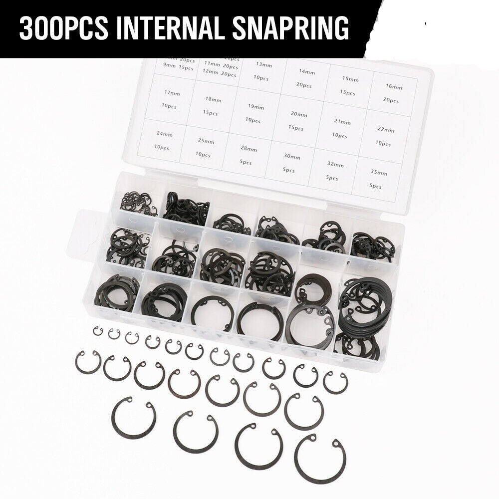 300pc Internal Snap Ring Retaining Circlip Metric Snapring Clips Assortment Kit