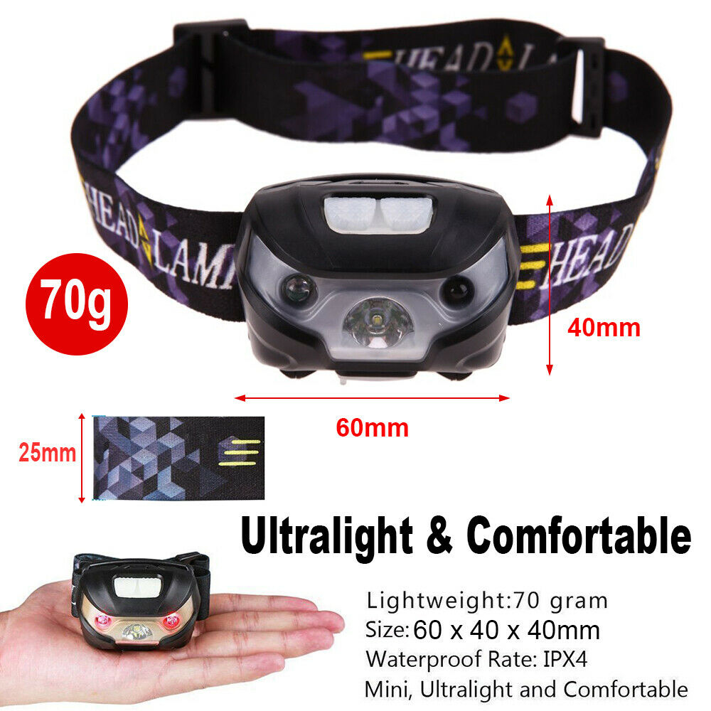 Waterproof Head Torch LED Headlamp Flashlight USB Rechargeable Camping Fish CREE