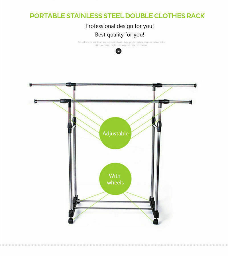 Adjustable Double Stainless Clothes Rack