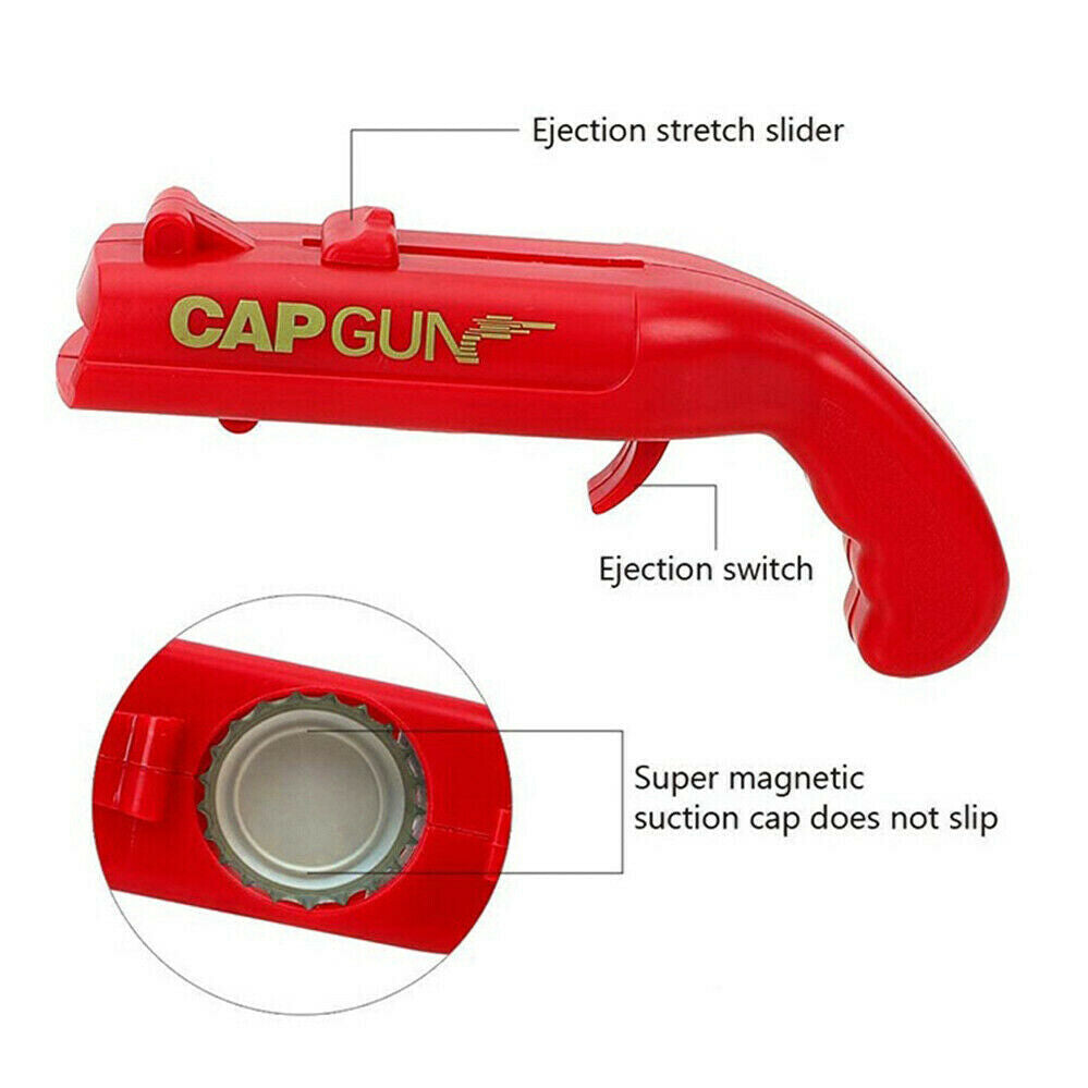 Gun Beer Bottle Opener Launcher Drinking Game Cap Plastic Shooter for Party