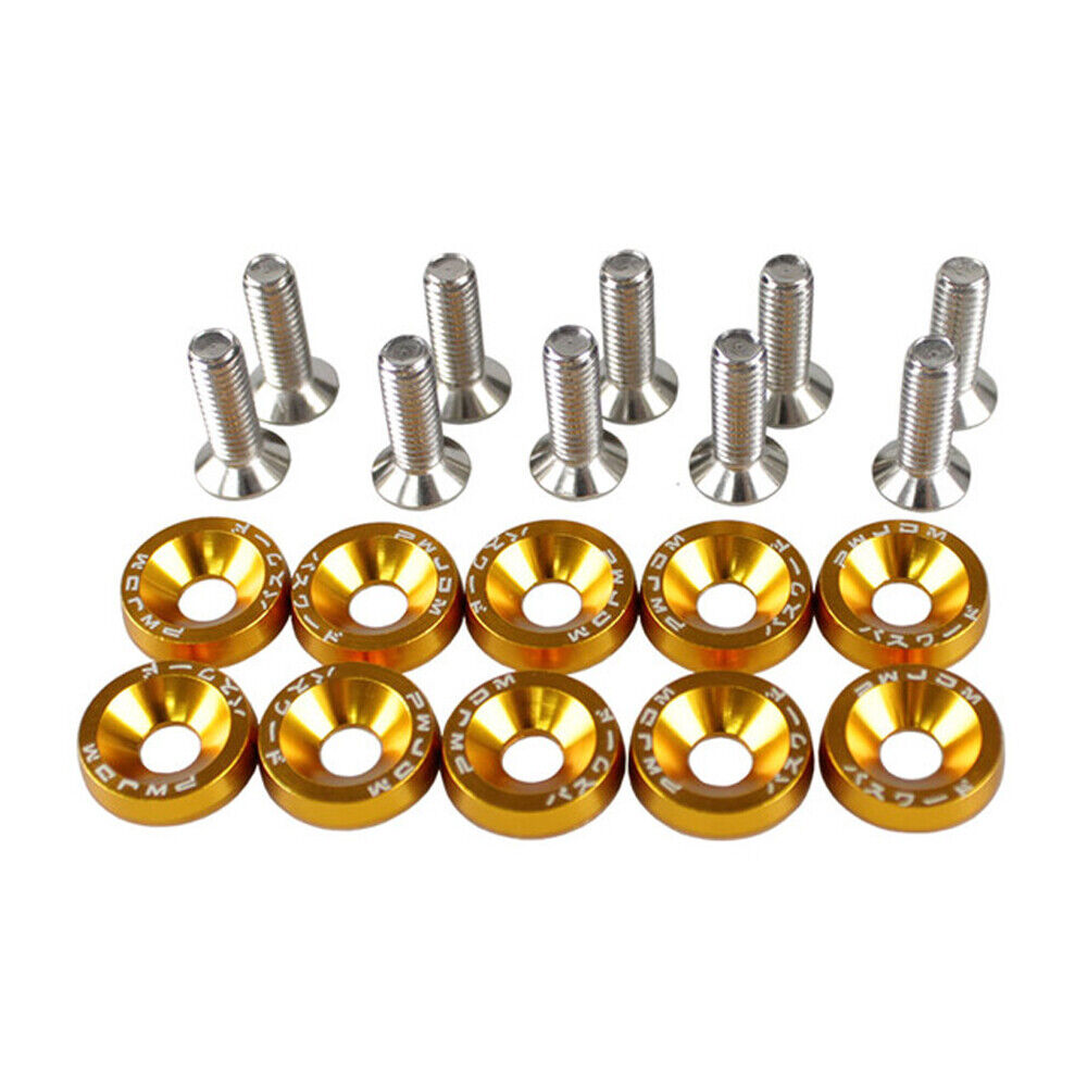 10PCS M6 JDM Car Modified Hex Plate Bolts Styling Concave Washer Bumper Screws