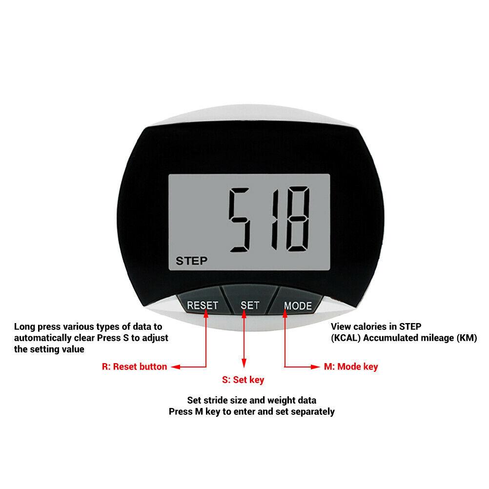 Pedometer Walking Step Counter with Battery Multi-functional LCD Display