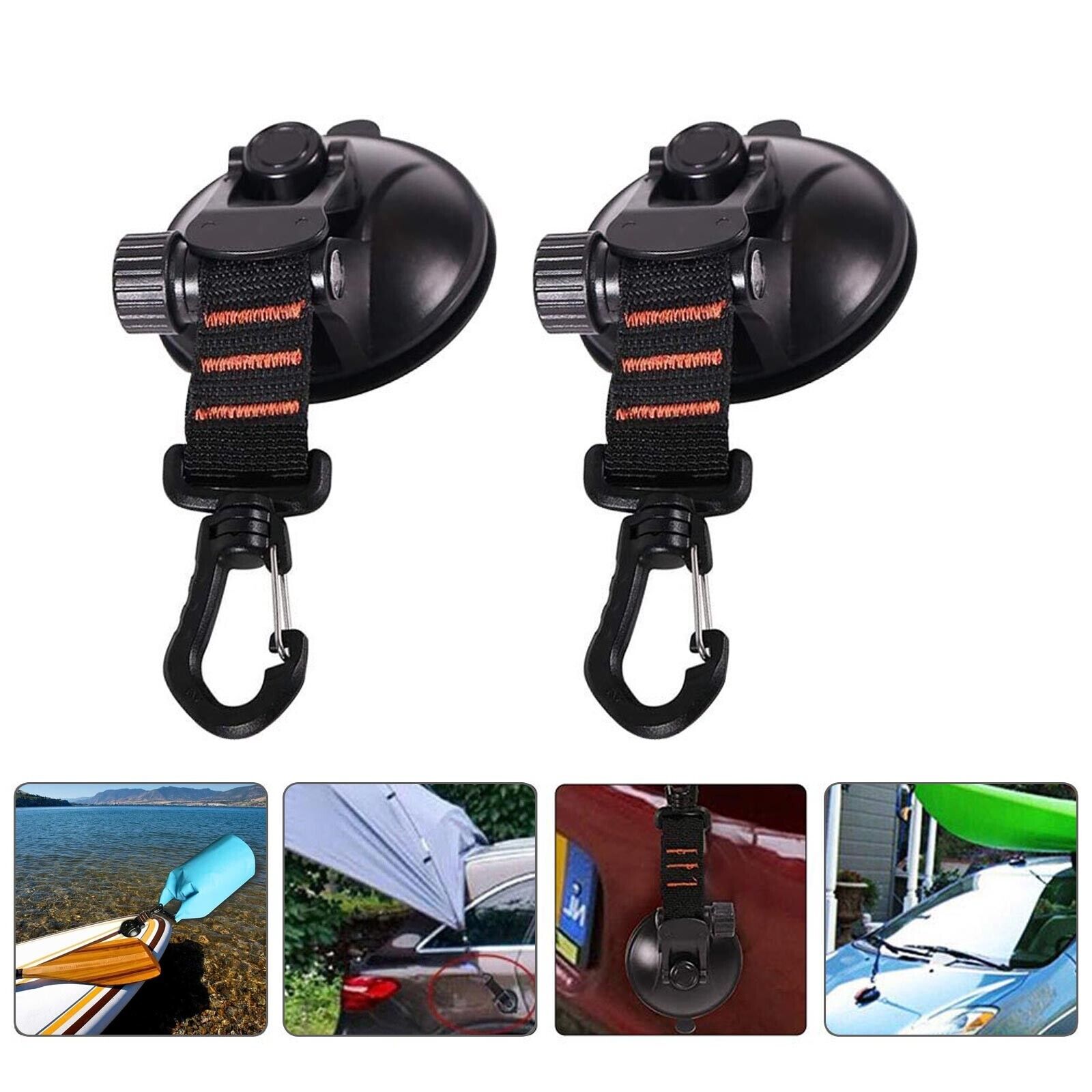 2pcs Heavy Duty Suction Cup Anchor with Securing Hook Tie Down for Car Camping Tarp