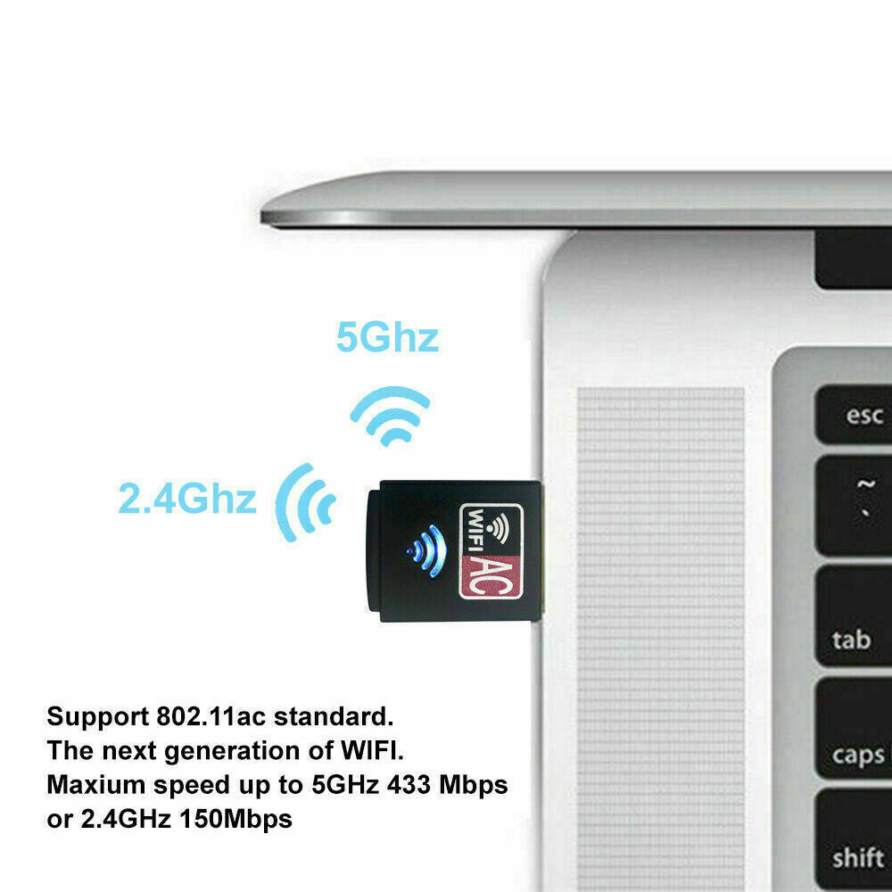 Dual Band 600Mbps USB WiFi Wireless Dongle AC600 Lan Network Adapter 2.4GHz 5GHz