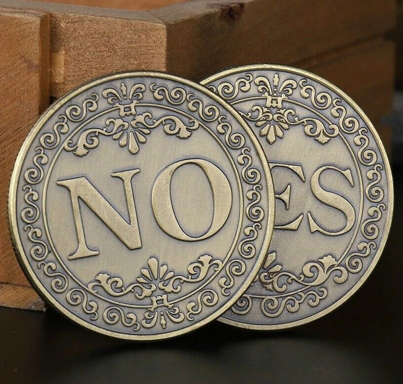 40MM YES or NO Bronze Decision Letter Flip Coin Embossed Commemorative Collection Arts