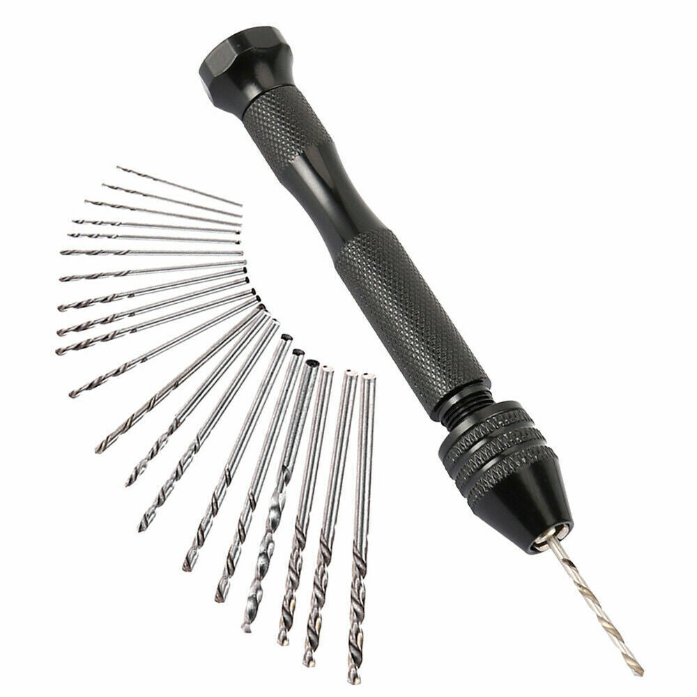 20pcs Mini hand drill Vise Hand Bits Twist Woodworking Set Precision Pin