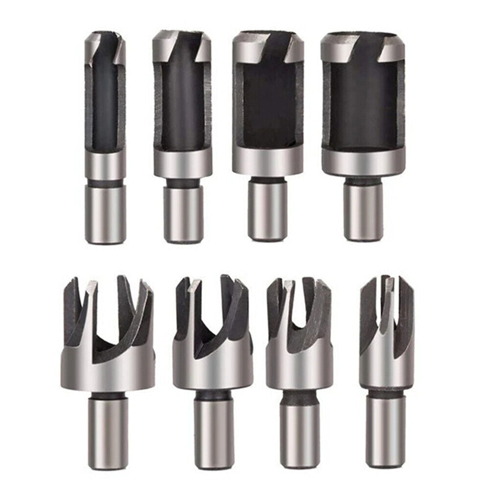 8Pcs Set Dowel Tenon Wood Plug Woodworking Cutting Tool Barrel Type Cutter Drill