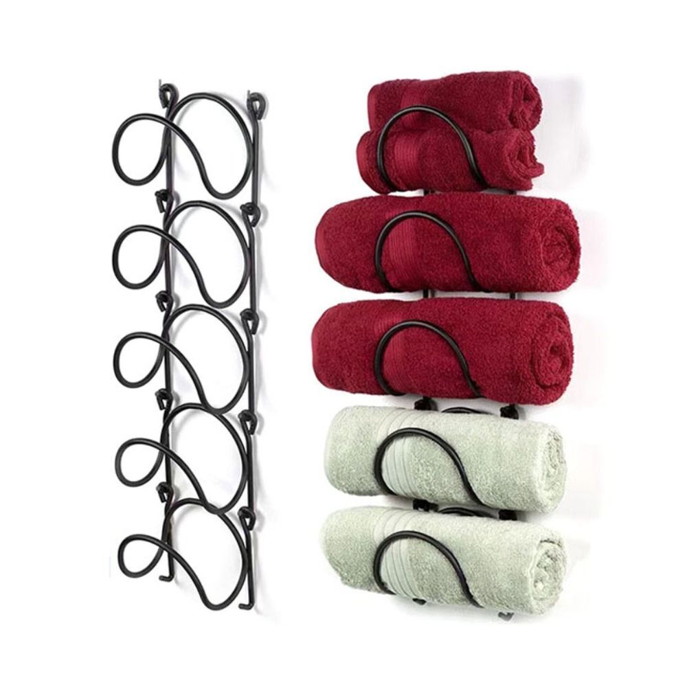 5pcs Wine Rack Iron Towel Wine Bottle Holder Wall-Mounted Wine Organizer Shelf