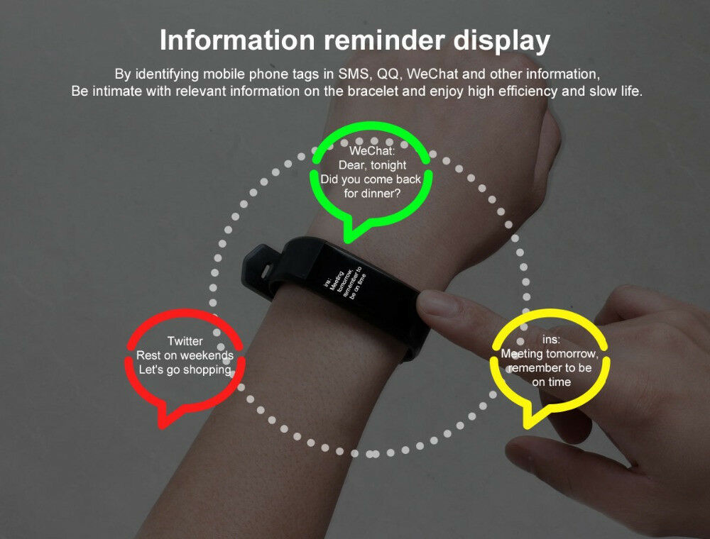 Heart Rate Sleep Monitor Bluetooth Smart Bracelet