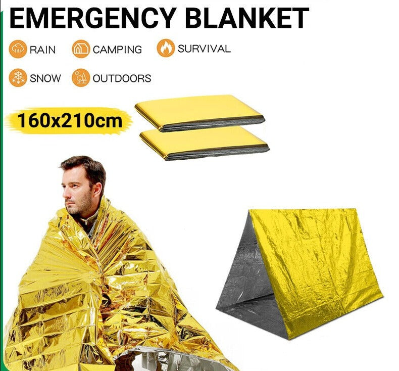 2pcs Space Blanket Thermal Thermo Foil Emergency Survival Camping Rescue First Aid