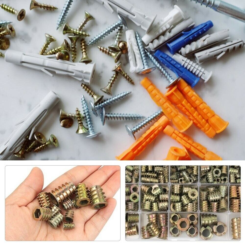 230pcs Threaded Inserts Nuts Wood Insert Assortment Tool Kit M4-M10 Furniture