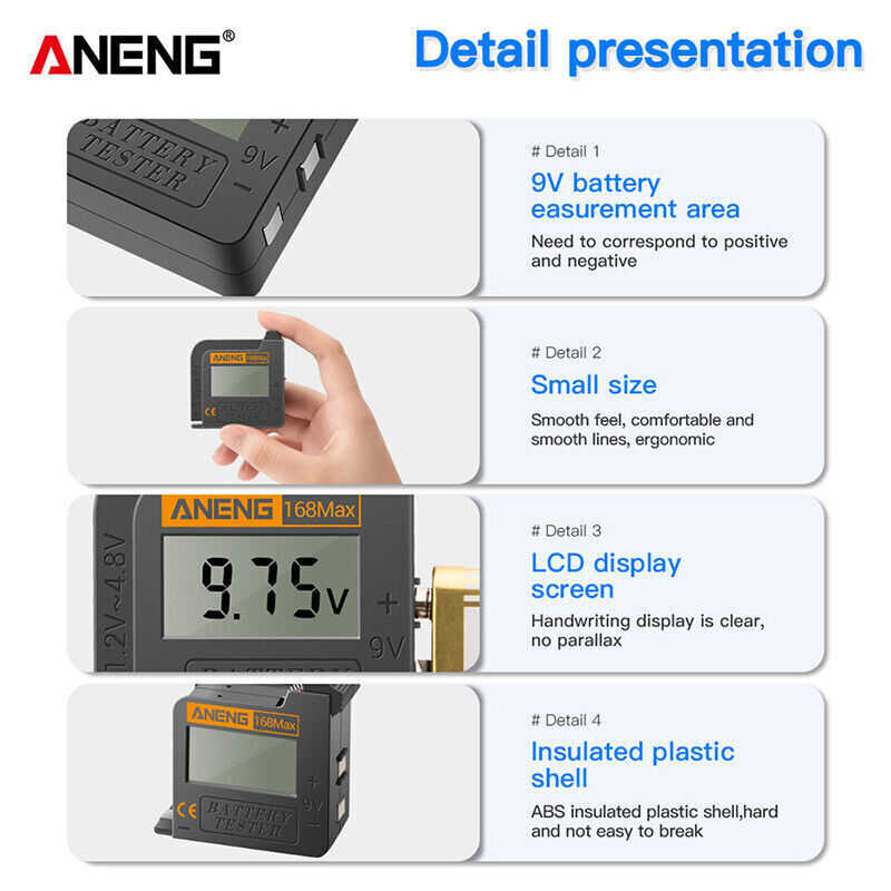 Digital Battery Tester Universal Volt Checker For AA AAA C D 9V 1.5V&Button Cell