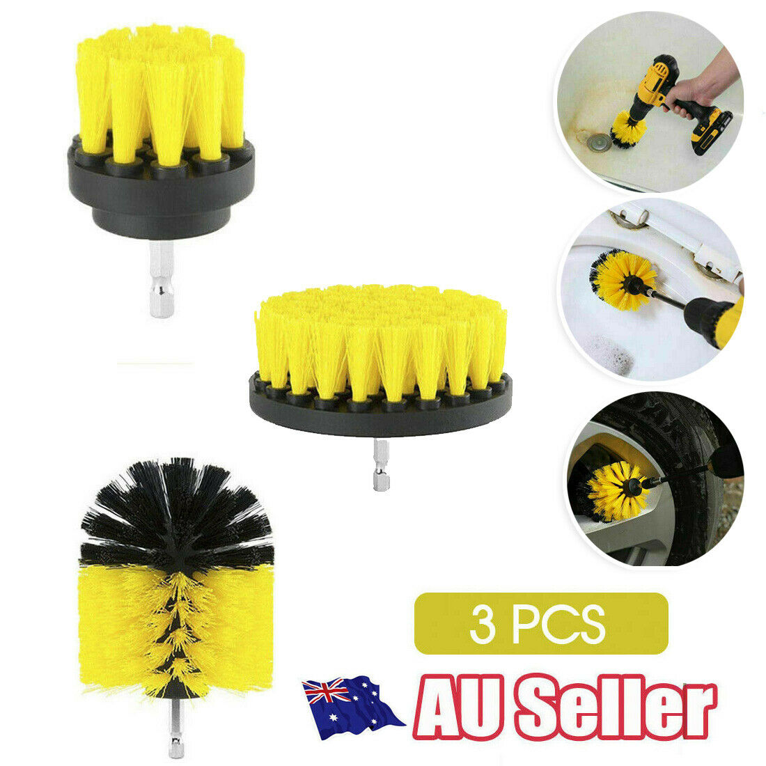 3pcs Scrubber Grout Cleaning Drill Brush Tool Kit