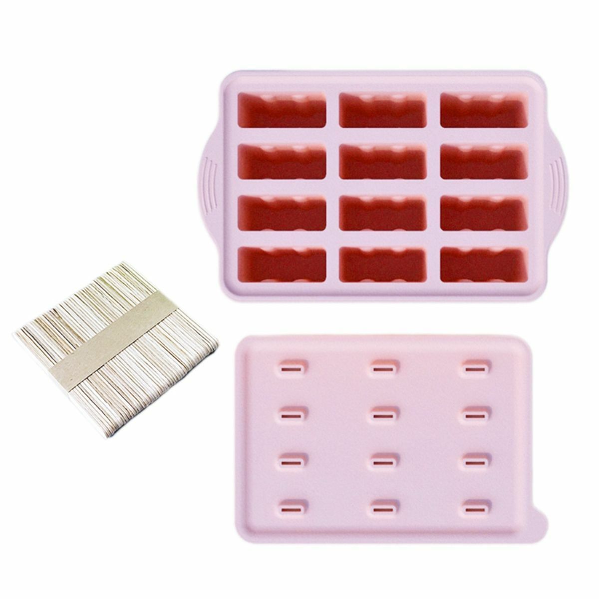 Silicone Ice Cream Mould Block 12 Frozen Molds Icy Pole Jelly Popsicle Maker